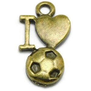 10pcs I Love‎ Soccer Charms, jewelry making supplies